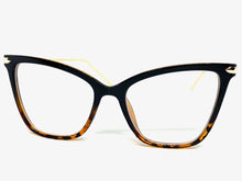 Classy Elegant Vintage Retro Cat Eye Style Clear Lens EYEGLASSES Black & Tortoise Frame 2010