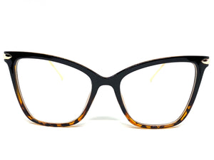 Classy Elegant Vintage Retro Cat Eye Style Clear Lens EYEGLASSES Black & Tortoise Frame 2010