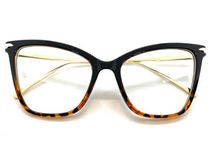 Classy Elegant Vintage Retro Cat Eye Style Clear Lens EYEGLASSES Black & Tortoise Frame 2010