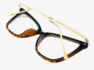 Classy Elegant Vintage Retro Cat Eye Style Clear Lens EYEGLASSES Black & Tortoise Frame 2010