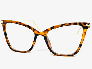 Classy Elegant Vintage Retro Cat Eye Style Clear Lens EYEGLASSES Tortoise & Gold Frame 2010