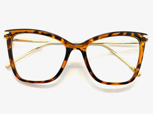 Classy Elegant Vintage Retro Cat Eye Style Clear Lens EYEGLASSES Tortoise & Gold Frame 2010