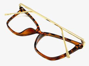 Classy Elegant Vintage Retro Cat Eye Style Clear Lens EYEGLASSES Tortoise & Gold Frame 2010