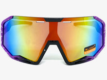 Oversized Retro Sporty Wrap Around Style SUNGLASSES Large Purple Frame 3687