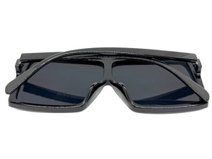 Oversized Classy Elegant Modern Rerto Shield Style SUNGLASSES Large Black Frame 7803