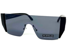 Sleek Modern Retro Shield Style SUNGLASSES Black Frame Dark Lens 6790