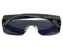 Sleek Modern Retro Shield Style SUNGLASSES Black Frame Dark Lens 6790