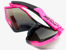 Oversized Retro Sporty Wrap Around Style SUNGLASSES Large Neon Pink Frame 3687