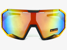 Oversized Retro Sporty Wrap Around Style SUNGLASSES Large Neon Orange Frame 3687