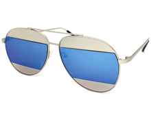 Classic Vintage Retro Style SUNGLASSES Silver Metal Frame - Blue Lens AB227