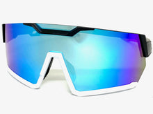 Oversized Retro Sporty Wrap Around Shield Style SUNGLASSES Large Black & White Frame 5335