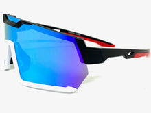 Oversized Retro Sporty Wrap Around Shield Style SUNGLASSES Large Black & White Frame 5335