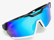 Oversized Retro Sporty Wrap Around Shield Style SUNGLASSES Large Black & White Frame 5335