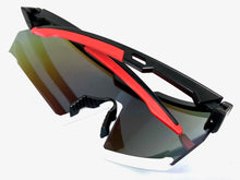 Oversized Retro Sporty Wrap Around Shield Style SUNGLASSES Large Black & White Frame 5335