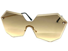 Sleek Modern Retro Shield Style SUNGLASSES Gold Rimless Frame 4683