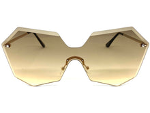 Sleek Modern Retro Shield Style SUNGLASSES Gold Rimless Frame 4683