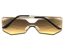 Sleek Modern Retro Shield Style SUNGLASSES Gold Rimless Frame 4683