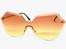 Sleek Modern Retro Shield Style SUNGLASSES Gold Rimless Frame 4683