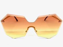 Sleek Modern Retro Shield Style SUNGLASSES Gold Rimless Frame 4683