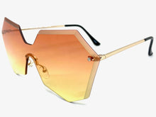 Sleek Modern Retro Shield Style SUNGLASSES Gold Rimless Frame 4683