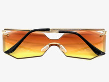 Sleek Modern Retro Shield Style SUNGLASSES Gold Rimless Frame 4683
