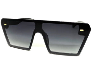 Oversized Classy Elegant Modern Rerto Shield Style SUNGLASSES Large Black Frame 7964