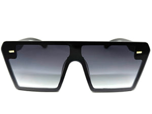 Oversized Classy Elegant Modern Rerto Shield Style SUNGLASSES Large Black Frame 7964