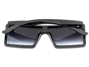 Oversized Classy Elegant Modern Rerto Shield Style SUNGLASSES Large Black Frame 7964