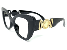 Oversized Exaggerated Retro Cat Eye Style Thick Black Lensless Eye Glasses- Frame Only NO Lens 9010