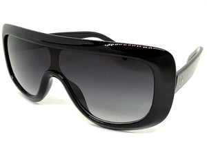 Oversized Classy Elegant Modern Rerto Shield Style SUNGLASSES Large Black Frame 7208