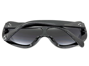 Oversized Classy Elegant Modern Rerto Shield Style SUNGLASSES Large Black Frame 7208
