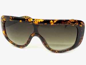 Oversized Classy Elegant Modern Rerto Shield Style SUNGLASSES Large Tortoise Frame 7208