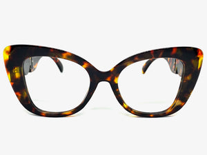 Oversized Exaggerated Retro Cat Eye Style Thick Tortoise Lensless Eye Glasses- Frame Only NO Lens 9010