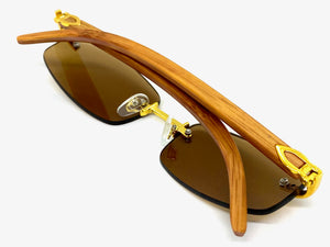 Classy Elegant Sophisticated Modern Luxury Style SUNGLASSES Rimless Gold Frame E0427