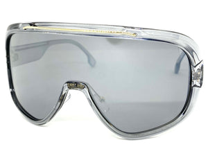 Oversized Elegant Luxury Retro Modern Shield Wrap Style SUNGLASSES Gray Frame 3094