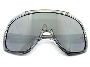 Oversized Elegant Luxury Retro Modern Shield Wrap Style SUNGLASSES Gray Frame 3094