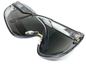 Oversized Elegant Luxury Retro Modern Shield Wrap Style SUNGLASSES Gray Frame 3094