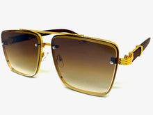 Classic Vintage Retro Hip Hop Style SUNGLASSES Square Gold & Wood Frame E2156