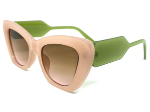 Classic Vintage Retro Cat Eye Style SUNGLASSES Large Pink & Green Frame 3628