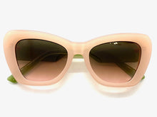 Classic Vintage Retro Cat Eye Style SUNGLASSES Large Pink & Green Frame 3628