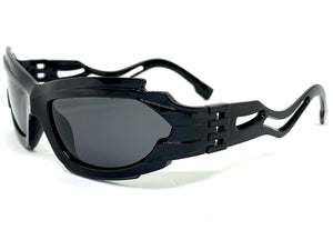 Classic Hardcore Gangster Biker Wrap Around Luxury SUNGLASSES Sleek Black Frame 1236