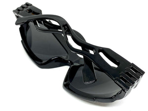 Classic Hardcore Gangster Biker Wrap Around Luxury SUNGLASSES Sleek Black Frame 1236