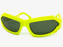 Classic Hardcore Gangster Biker Wrap Around Luxury SUNGLASSES Sleek Lime Green Frame 1236