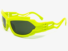 Classic Hardcore Gangster Biker Wrap Around Luxury SUNGLASSES Sleek Lime Green Frame 1236