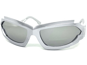 Classic Hardcore Gangster Biker Wrap Around Luxury SUNGLASSES Sleek Silver Frame 1236