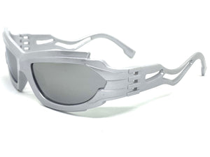 Classic Hardcore Gangster Biker Wrap Around Luxury SUNGLASSES Sleek Silver Frame 1236