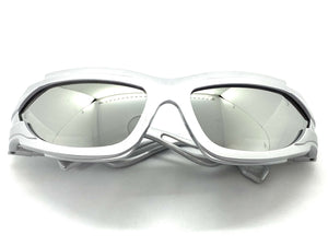 Classic Hardcore Gangster Biker Wrap Around Luxury SUNGLASSES Sleek Silver Frame 1236