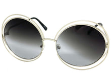 Oversized Exaggerated Vintage Retro Style SUNGLASSES Large Round Silver Frame 3590