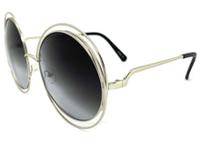 Oversized Exaggerated Vintage Retro Style SUNGLASSES Large Round Silver Frame 3590