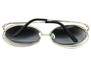 Oversized Exaggerated Vintage Retro Style SUNGLASSES Large Round Silver Frame 3590